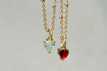 Halskette Herz Zirkonia vergoldet Kette romantisches Geschenk für sie für Verliebte Verlobte Frau Freundin Valentinstag Geburtstag Muttertag