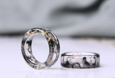 Resin Ring Blattgold Mystik Kunststoff Ring handgemachtes Geschenk für sie Chunky Fingerring Y2K Style Schmuck in Gießharz