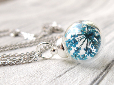 Schmuckset Ladyville echte Blüten Hochzeitsschmuck individueller Schmuck Geschenk Dillblüte Dill