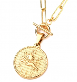 Sternzeichen Halskette gold / Geschenk für sie / Personalisierte Kette / Zodiak Schmuck / Geburtstag Geschenk / Charm Paperclip Kette gold