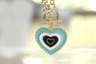 Herz Halskette Charm gold / Geschenk für sie / vergoldete Panzerkette Emaille / Trend Schmuck / Freundin Geschenk / Emaille Kette Herz