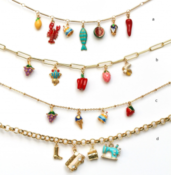 Halskette Tapas Charm Food Frauen mediterane Sommer Anhänger Kette selber zusammen stellen zur Auswahl Geschenk für sie