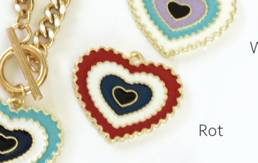 Herz Halskette Charm gold / Geschenk für sie / vergoldete Panzerkette Emaille / Trend Schmuck / Freundin Geschenk / Emaille Kette Herz