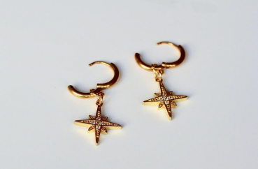 Stern Ohrringe - Creole Polarstern / Geschenk für Sie / minimalistische Ohrringe / Moderne Kreolen / Wanderlust / Astrologie schmuck