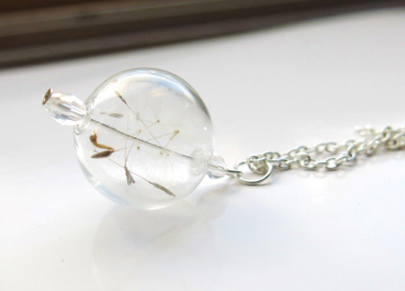 Kette - Echte Pusteblume in Glaskugel silber