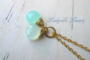 Kette *Aqua Chalcedon* Gold