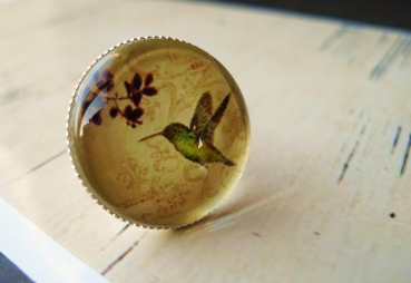 XXL Ring Glasklunker - Vintage Vögelchen