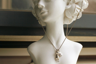 Katze Halskette Sterlingsilber Initial Gravur Geschenk Freundin Frauen