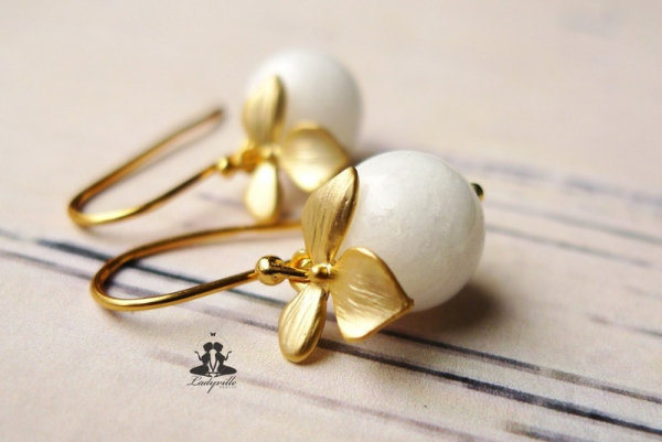 Ohrringe - Jade - Edelstahl vergoldet