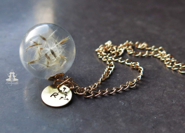 Kette - Pusteblume mit  Wunschbuchstabe