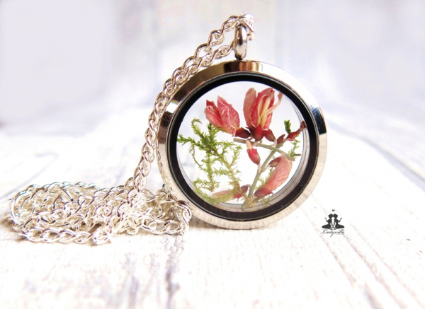 Schmuckset Ladyville echte Blüten Hochzeitsschmuck individueller Schmuck Geschenk  Terrarium Kette