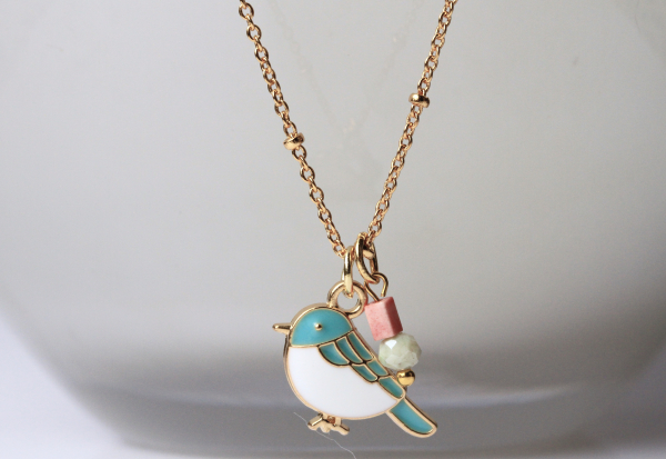 Meise Halskette Charm Vogel vergoldet mit Emaille als niedliches Geschenk für sie für Frauen und Mädchen süßer Blaumeise Anhänger mit Kette