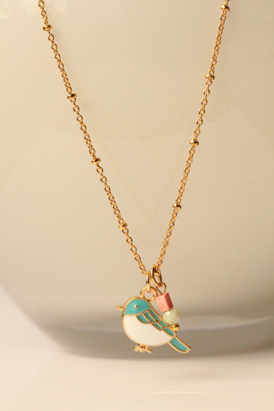 Meise Halskette Charm Vogel vergoldet mit Emaille als niedliches Geschenk für sie für Frauen und Mädchen süßer Blaumeise Anhänger mit Kette