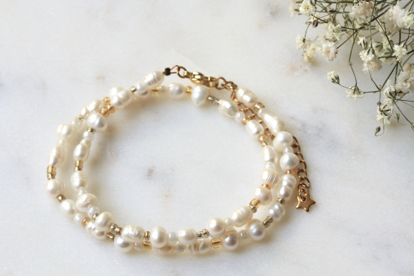 Handgefertigte Perlenkette Süßwasserperlen Halskette als Perlen Choker ein modernes romantisches Geschenk für sie für Frauen und Teenager