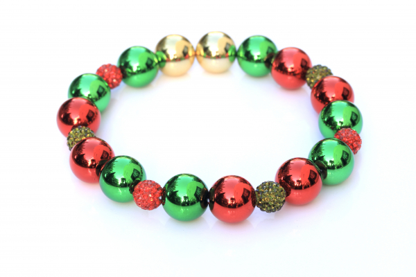 Weihnachten Perlenkette für Hunde als Luxusvariante: Elastische Halskette in rot grün gold