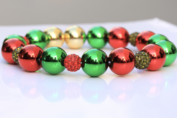Weihnachten Perlenkette für Hunde als Luxusvariante: Elastische Halskette in rot grün gold