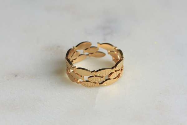 Fische Ring Fischscharm: vergoldeter Fingerring aus Edelstahl