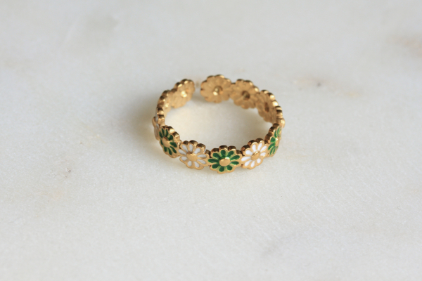 Gänseblümchen Ring Damen: vergoldeter Fingerring aus Edelstahl