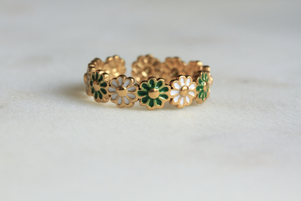 Gänseblümchen Ring Damen: vergoldeter Fingerring aus Edelstahl