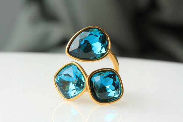 Statement Ring vergoldet: London blauer Topas hydro