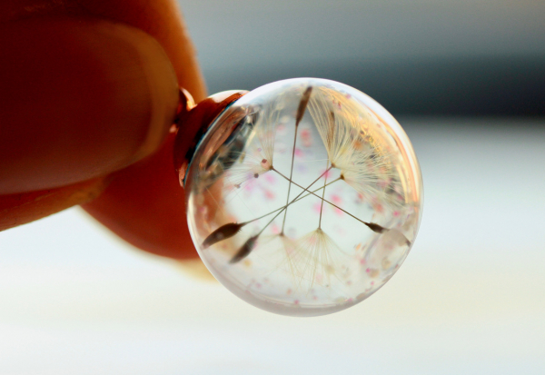 Pusteblumen Kette Glitzer roségold/Wunschkugel Glitzer/Sternenzauber Schmuck/Geschenk für Sie/Wunsch Kette