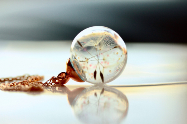 Pusteblumen Kette Glitzer roségold/Wunschkugel Glitzer/Sternenzauber Schmuck/Geschenk für Sie/Wunsch Kette