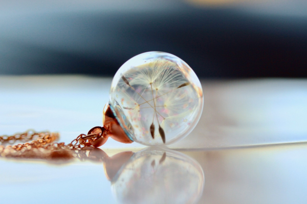 Pusteblumen Kette Glitzer roségold/Wunschkugel Glitzer/Sternenzauber Schmuck/Geschenk für Sie/Wunsch Kette