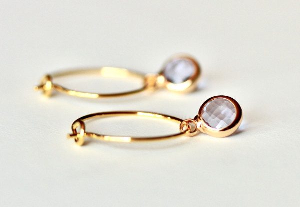 Creolen vergoldete Ohrringe / Himmlische Ohrringe / besonderer Schmuck / Geschenk für Sie / Geburtsstein / Personalisiertes Geschenk