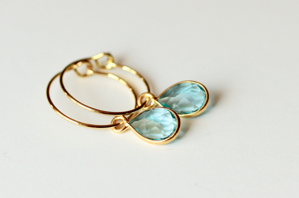 Creolen Topas Ohrringe / Himmlische Ohrringe / Edelstein Schmuck / Geschenk für Sie / Origineller Schmuck / Geburtsstein / Kreolen Topas