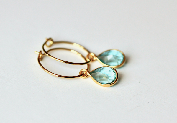 Creolen Topas Ohrringe / Himmlische Ohrringe / Edelstein Schmuck / Geschenk für Sie / Origineller Schmuck / Geburtsstein / Kreolen Topas