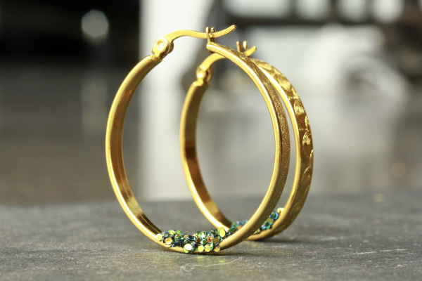 Creole vergoldet Boho Glitzerflakes aus Edelstahl als funkelndes Geschenk für sie