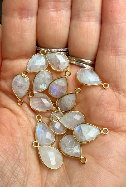 Vergoldete Kette Mondstein: Halskette mit Edelstein für Damen