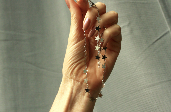 Kette Edelstahl Stern Choker mit himmlischen Sternenhimmel eine feine wasserfeste Kette als funkelndes Geschenk für Stargirls