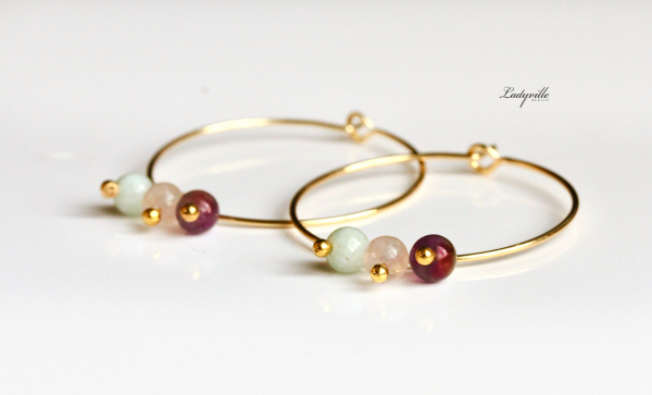 Personalisierbare Ohrringe Geburtsstein Creole / Personalisiertes Geschenk / Geschenk für Sie / Edelstein Ohrringe / minimalistisch schmuck