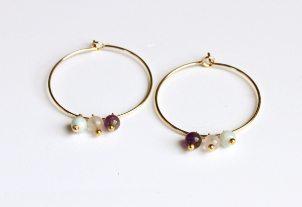 Personalisierbare Ohrringe Geburtsstein Creole / Personalisiertes Geschenk / Geschenk für Sie / Edelstein Ohrringe / minimalistisch schmuck