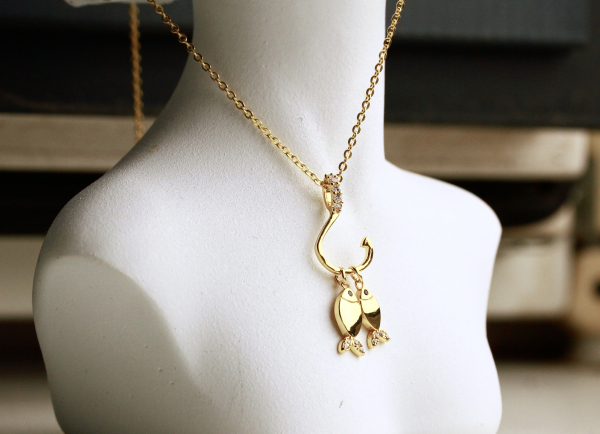 Fisch Kette Familie aus Sterling Silber vergoldete Kette ein wunderschönes Geschenk für Sie als Familien Schmuck