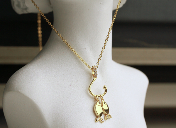 Fisch Kette Familie aus Sterling Silber vergoldete Kette ein wunderschönes Geschenk für Sie als Familien Schmuck