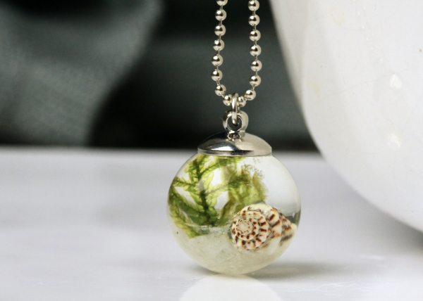 Halskette Muschel Mondstein silber Meeresboden