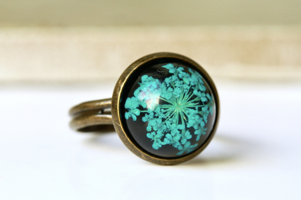 Ring Blüten Dillblüten Blumenschmuck blau