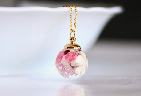 Schmuckset Ladyville echte Blüten Hochzeitsschmuck individueller Schmuck Geschenk 925 Sterling Silber Gold