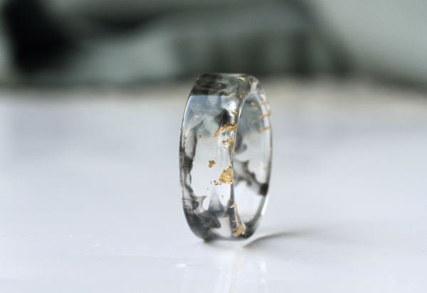 Resin Ring Blattgold Mystik Kunststoff Ring handgemachtes Geschenk für sie Chunky Fingerring Y2K Style Schmuck in Gießharz