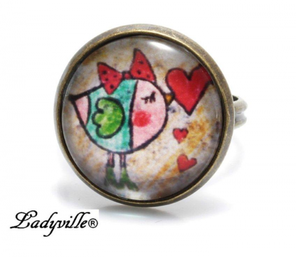 Großer Ring - Vogel mit Liebesbotschaft