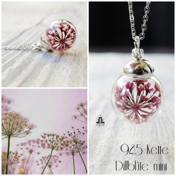 Schmuckset Ladyville echte Blüten Hochzeitsschmuck individueller Schmuck Geschenk Dillblüte Dill