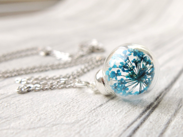 Schmuckset Ladyville echte Blüten Hochzeitsschmuck individueller Schmuck Geschenk Dillblüte Dill