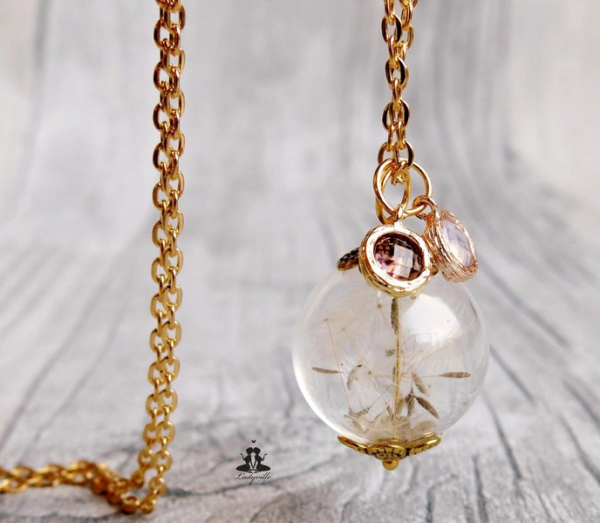 Kette - Pusteblume mit feinen Kristallen