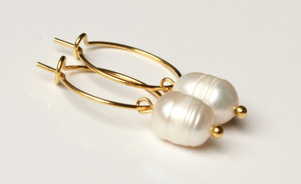 Ohrringe Süßwasserperle Creole vergoldet / Himmlische Ohrringe / Perlen Schmuck / Geschenk für Sie / Brautschmuck Creole / geburtsstein Juni