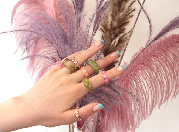 Block Ring Resin / Gießharz Ring / Geschenk für Sie / Statement Ring / verspielter Schmuck / Kunststoff ring / bunter Schmuck / Acryl Ring