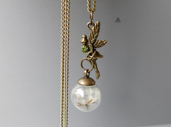 Kette - Fee mit Pusteblumen Wunschkugel