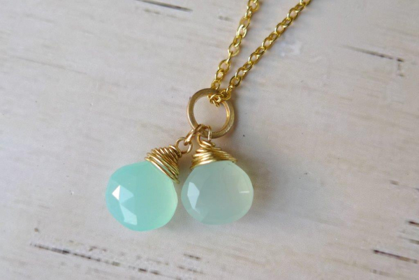 Kette *Aqua Chalcedon* Gold
