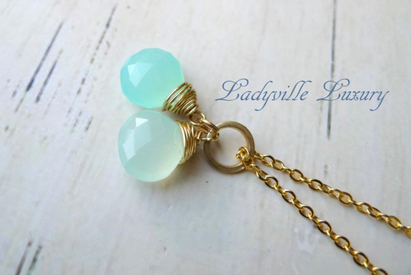 Kette *Aqua Chalcedon* Gold